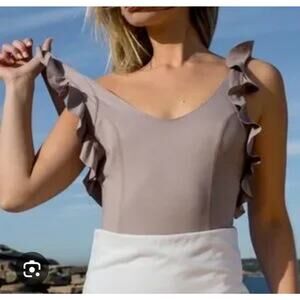 Free People Elegant Ruffle Sleeve Bodysuit  Size L